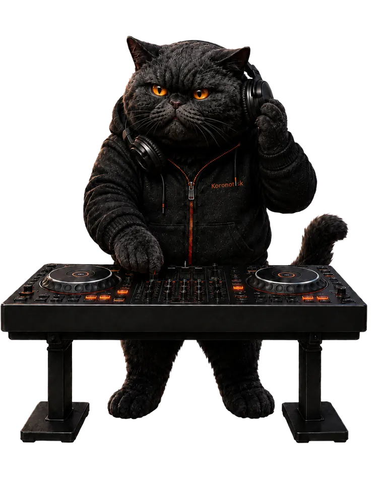 Кот-диджей за пультом
