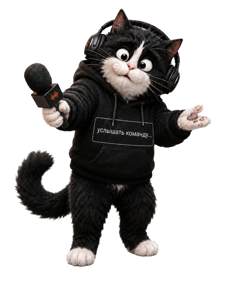 Кот-репортёр протягивает микрофон