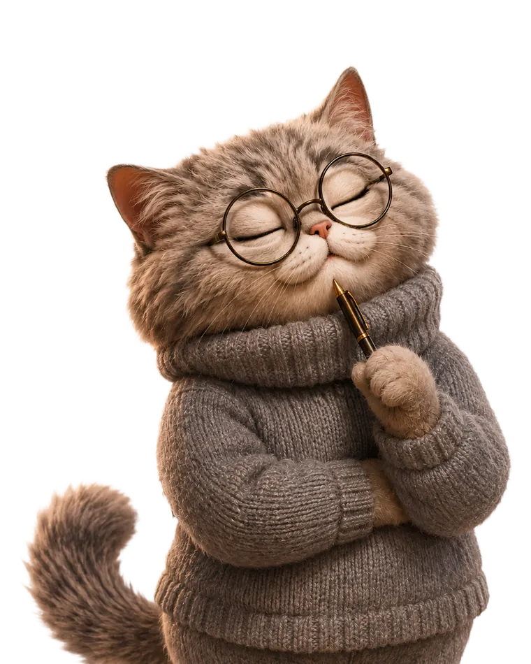 Задумчивый кот в очках